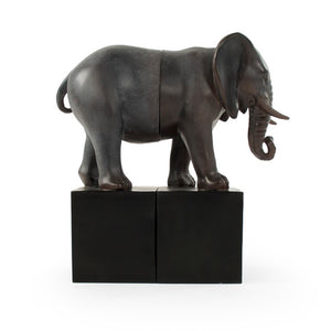 Zentique Resin Elephant Bookend with Antique Finish — Hand-Finished, Weighted Decorative Shelf Support for Home Decor TME4617004