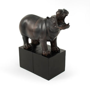Zentique Resin Hippo Bookend — Handcrafted Realistic Hippopotamus Sculpture, Weighted Durable Shelf Support TME4617005