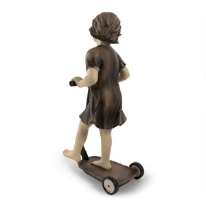 Zentique Resin Girl on Scooter figurine, hand-finished whimsical décor with durable resin finish for gifting and display W12 x H23.5 x D8.5 TME4617210