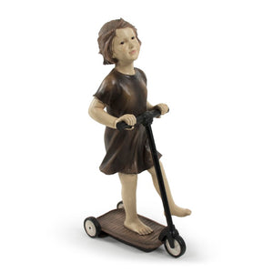 Zentique Resin Girl on Scooter figurine, hand-finished whimsical décor with durable resin finish for gifting and display W12 x H23.5 x D8.5 TME4617210