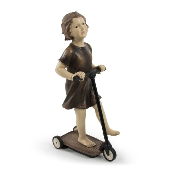 Zentique Resin Girl on Scooter figurine, hand-finished whimsical décor with durable resin finish for gifting and display W12 x H23.5 x D8.5 TME4617210