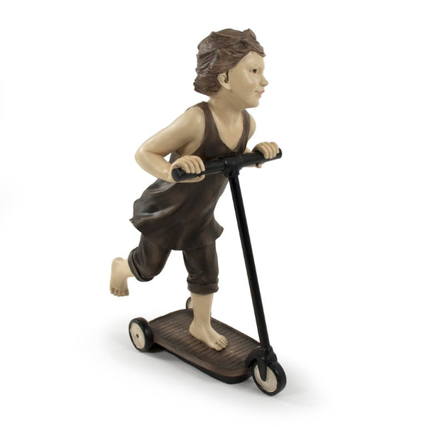 Zentique Resin Girl on Scooter figurine, hand-finished whimsical décor with durable resin finish for gifting and display W15 x H22 x D8.5 TME4617211