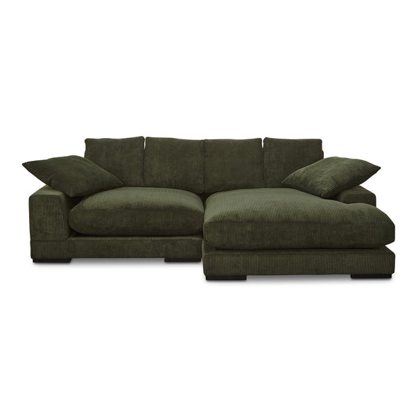 Moe's Home Plunge Sectional Sofa: Elegant Comfort With Versatile Chaise And Plush Cushions For Ultimate Relaxation Green Upholstery, 100% Polyester Corduroy,Solid Eucalyptus Wood And Plywood Construction Tn-1014-27-0
