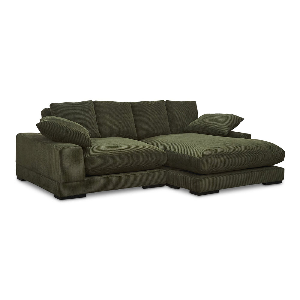 Moe's Home Plunge Sectional Sofa: Elegant Comfort With Versatile Chaise And Plush Cushions For Ultimate Relaxation Green Upholstery, 100% Polyester Corduroy,Solid Eucalyptus Wood And Plywood Construction Tn-1014-27-0