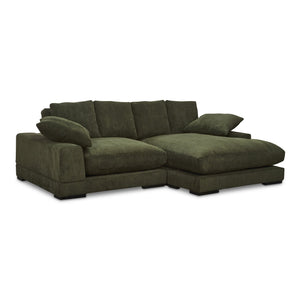 Moe's Home Plunge Sectional Sofa: Elegant Comfort With Versatile Chaise And Plush Cushions For Ultimate Relaxation Green Upholstery, 100% Polyester Corduroy,Solid Eucalyptus Wood And Plywood Construction Tn-1014-27-0
