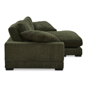 Moe's Home Plunge Sectional Sofa: Elegant Comfort With Versatile Chaise And Plush Cushions For Ultimate Relaxation Green Upholstery, 100% Polyester Corduroy,Solid Eucalyptus Wood And Plywood Construction Tn-1014-27-0