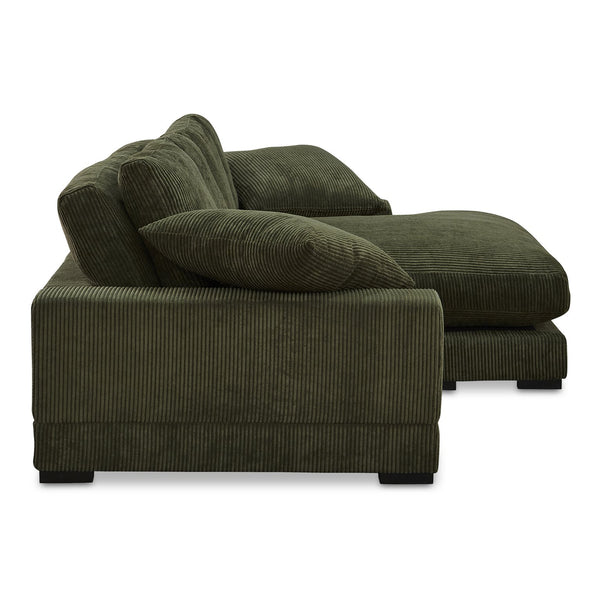 Moe's Home Plunge Sectional Sofa: Elegant Comfort With Versatile Chaise And Plush Cushions For Ultimate Relaxation Green Upholstery, 100% Polyester Corduroy,Solid Eucalyptus Wood And Plywood Construction Tn-1014-27-0