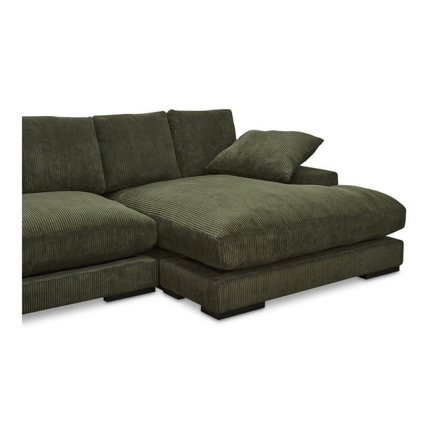 Moe's Home Plunge Sectional Sofa: Elegant Comfort With Versatile Chaise And Plush Cushions For Ultimate Relaxation Green Upholstery, 100% Polyester Corduroy,Solid Eucalyptus Wood And Plywood Construction Tn-1014-27-0