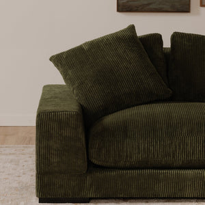 Moe's Home Plunge Sectional Sofa: Elegant Comfort With Versatile Chaise And Plush Cushions For Ultimate Relaxation Green Upholstery, 100% Polyester Corduroy,Solid Eucalyptus Wood And Plywood Construction Tn-1014-27-0