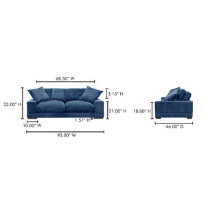 Moe's Home Plunge Sofa - Elegant Comfort With Plush Cushions And Durable Eucalyptus Frame For Cozy Spaces Blue Upholstery, 100% Polyester,Solid Eucalyptus Frame,Plywood
(Fixed Rubber Wood Feet) Tn-1021-46