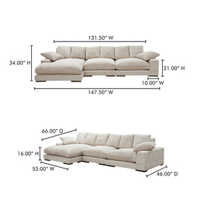 Moe's Home Plunge Large Sectional Sofa - Elegant Comfort With Versatile Reversible Chaise For Stylish Relaxation Brown Upholstery, 100% Polyester,Solid Wood And Plywood Construction Tn-1029-14