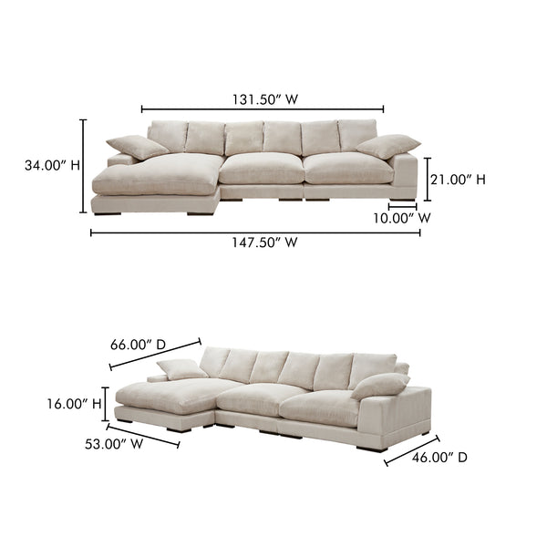 Moe's Home Plunge Large Sectional Sofa - Elegant Comfort With Versatile Reversible Chaise For Stylish Relaxation Brown Upholstery, 100% Polyester,Solid Wood And Plywood Construction Tn-1029-14