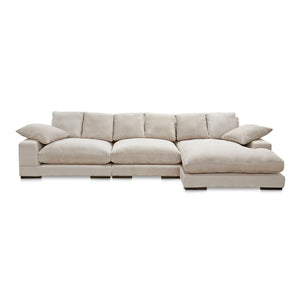 Moe's Home Plunge Large Sectional Sofa - Elegant Comfort With Versatile Reversible Chaise For Stylish Relaxation Brown Upholstery, 100% Polyester,Solid Wood And Plywood Construction Tn-1029-14