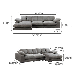 Moe's Home Plunge Large Sectional Sofa - Elegant Comfort With Versatile Reversible Chaise For Stylish Relaxation Grey Upholstery, 100% Polyester,Solid Wood And Plywood Construction Tn-1029-25