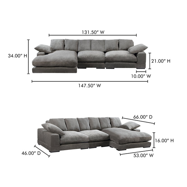 Moe's Home Plunge Large Sectional Sofa - Elegant Comfort With Versatile Reversible Chaise For Stylish Relaxation Grey Upholstery, 100% Polyester,Solid Wood And Plywood Construction Tn-1029-25