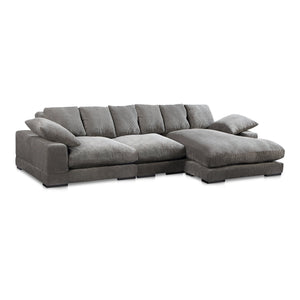Moe's Home Plunge Large Sectional Sofa - Elegant Comfort With Versatile Reversible Chaise For Stylish Relaxation Grey Upholstery, 100% Polyester,Solid Wood And Plywood Construction Tn-1029-25