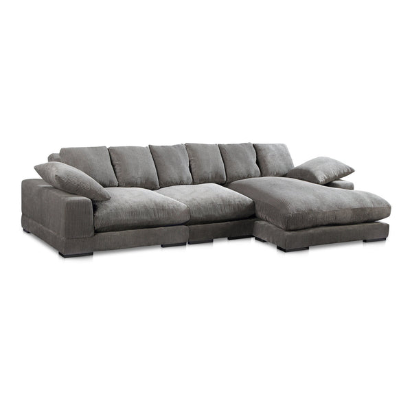 Moe's Home Plunge Large Sectional Sofa - Elegant Comfort With Versatile Reversible Chaise For Stylish Relaxation Grey Upholstery, 100% Polyester,Solid Wood And Plywood Construction Tn-1029-25
