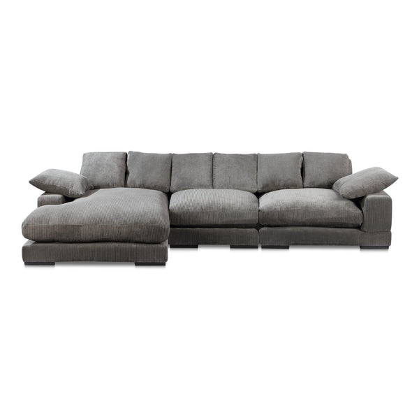 Moe's Home Plunge Large Sectional Sofa - Elegant Comfort With Versatile Reversible Chaise For Stylish Relaxation Grey Upholstery, 100% Polyester,Solid Wood And Plywood Construction Tn-1029-25