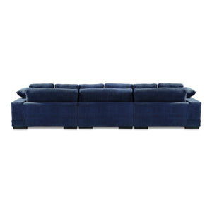 Moe's Home Plunge Large Sectional Sofa - Elegant Comfort With Versatile Reversible Chaise For Stylish Relaxation Blue Upholstery, 100% Polyester,Solid Wood And Plywood Construction Tn-1029-46