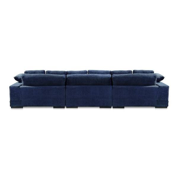 Moe's Home Plunge Large Sectional Sofa - Elegant Comfort With Versatile Reversible Chaise For Stylish Relaxation Blue Upholstery, 100% Polyester,Solid Wood And Plywood Construction Tn-1029-46