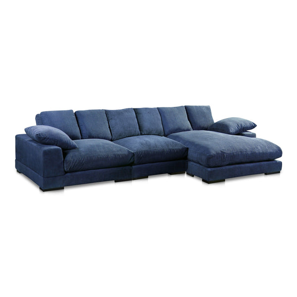 Moe's Home Plunge Large Sectional Sofa - Elegant Comfort With Versatile Reversible Chaise For Stylish Relaxation Blue Upholstery, 100% Polyester,Solid Wood And Plywood Construction Tn-1029-46