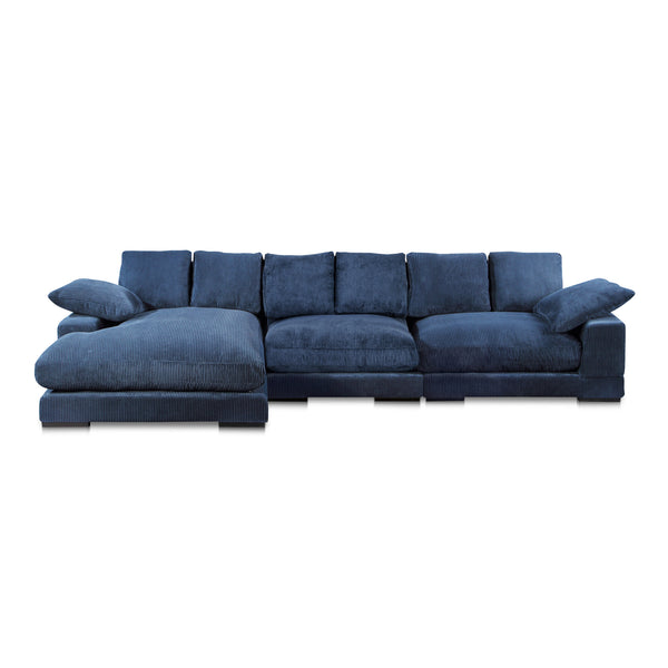 Moe's Home Plunge Large Sectional Sofa - Elegant Comfort With Versatile Reversible Chaise For Stylish Relaxation Blue Upholstery, 100% Polyester,Solid Wood And Plywood Construction Tn-1029-46