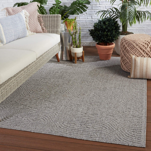 Jaipur Living Nikki Chu Trellis Polypropylene Indoor Outdoor Rug Weather Resistant Global Gray RUG150946