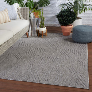 Jaipur Living Nikki Chu Jaipur Adana Polypropylene Trellis Runner Rug for Porch or Entryway Gray 9'3"X12' RUG150974