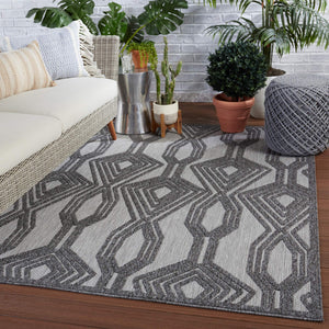 Jaipur Living Nikki Chu Jaipur Adana Polypropylene Trellis Runner Rug for Porch or Entryway Dark Gray 2'X3' RUG150949