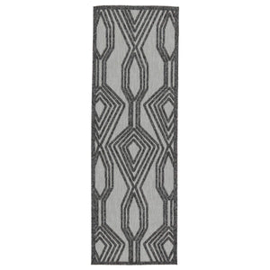 Jaipur Living Nikki Chu Jaipur Adana Polypropylene Trellis Runner Rug for Porch or Entryway Dark Gray 2'8"X8' RUG150977