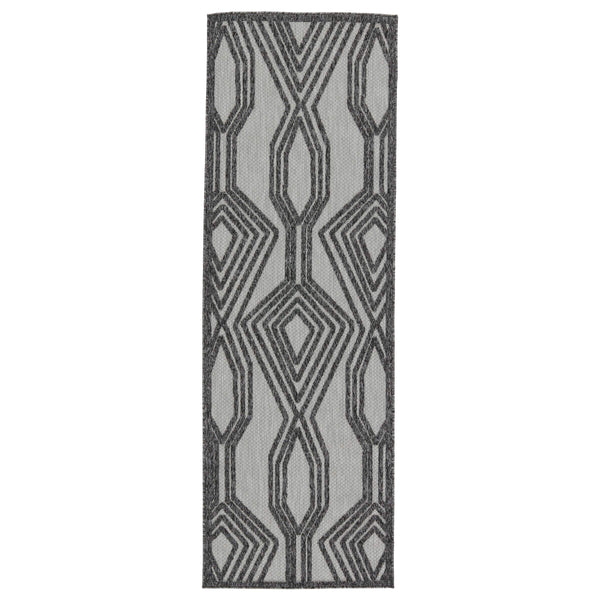 Jaipur Living Nikki Chu Jaipur Adana Polypropylene Trellis Runner Rug for Porch or Entryway Dark Gray 2'8"X8' RUG150977