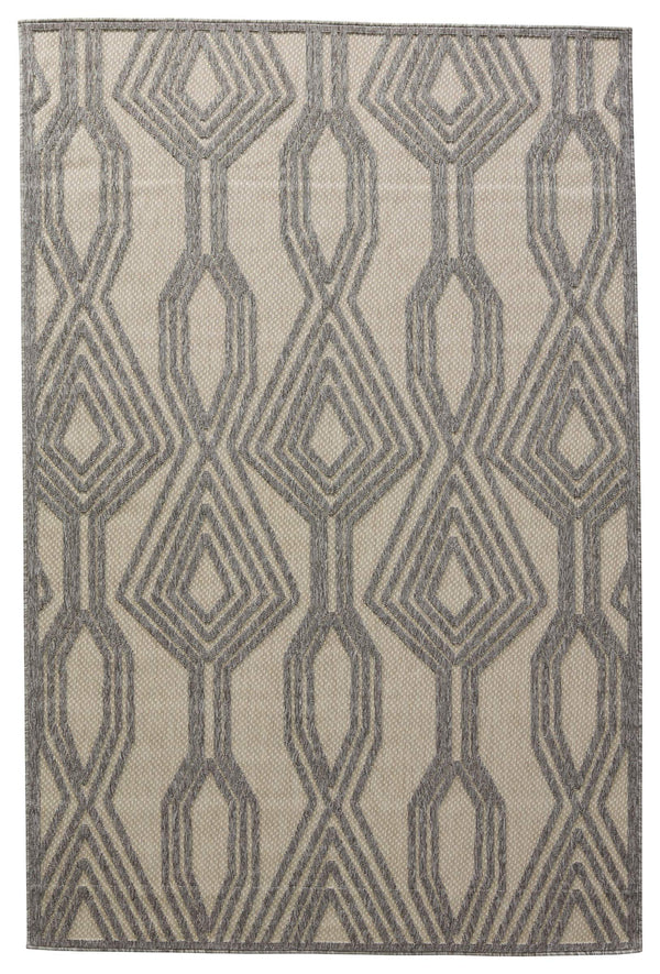 Jaipur Living Nikki Chu Jaipur Adana Polypropylene Trellis Runner Rug for Porch or Entryway Cream 8'X10' RUG150985