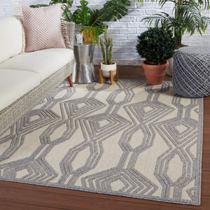 Jaipur Living Nikki Chu Jaipur Adana Polypropylene Trellis Runner Rug for Porch or Entryway Cream 8'X10' RUG150985