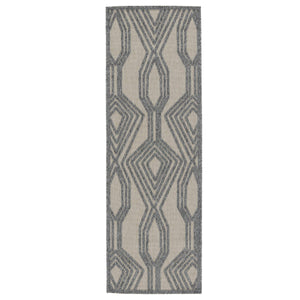 Jaipur Living Nikki Chu Jaipur Adana Polypropylene Trellis Runner Rug for Porch or Entryway Cream 2'8"X8' RUG150983