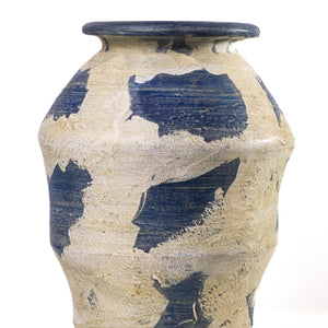 TOV Furniture Visha Handcrafted Cream and Blue Terracotta Vase - Unique Sculptural Accent for Modern Homes TOV-C80022