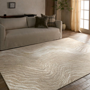 Jaipur Living Toprak Tesuque Top03 Powerloomed Machinemade 100% Polyester Lines Abstract Indoor Rug Tan 100% Polyester Rug162630