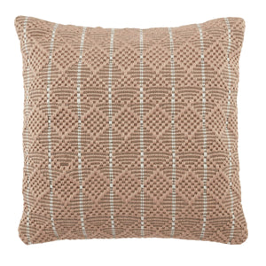 Jaipur Living Vibe by Jaipur Living Lindy Woven Geometric Polyester Indoor Outdoor Square Accent Pillow Tan PLW103740