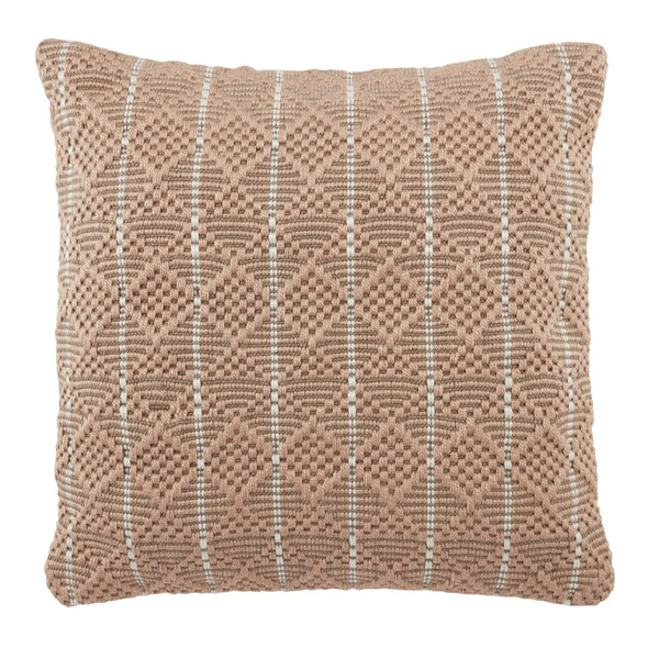 Jaipur Living Vibe by Jaipur Living Lindy Woven Geometric Polyester Indoor Outdoor Square Accent Pillow Tan PLW103740
