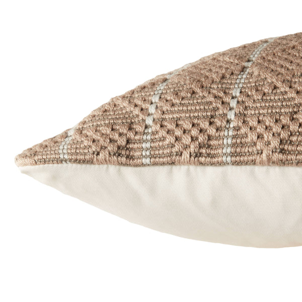 Jaipur Living Vibe by Jaipur Living Lindy Woven Geometric Polyester Indoor Outdoor Square Accent Pillow Tan PLW103740