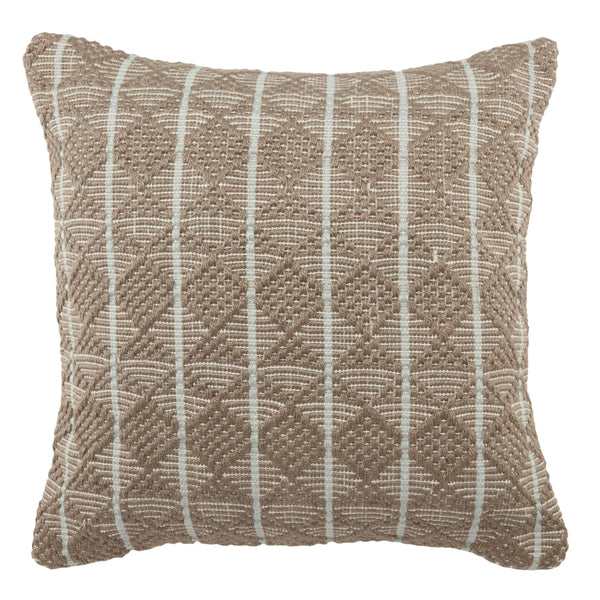 Jaipur Living Vibe by Jaipur Living Torren Woven Geometric Pillow Cover Indoor Outdoor Boho Accent Gray PLC102463