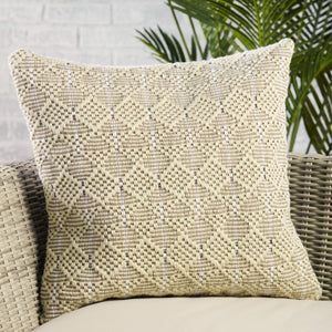 Jaipur Living Vibe by Jaipur Living Torren Woven Geometric Pillow Cover Indoor Outdoor Boho Accent Light Green PLC102464