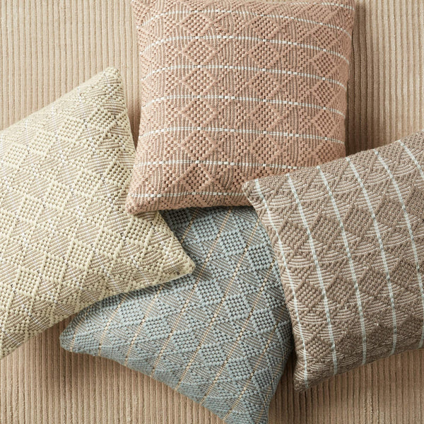 Jaipur Living Vibe by Jaipur Living Torren Woven Geometric Pillow Cover Indoor Outdoor Boho Accent Light Green PLC102464
