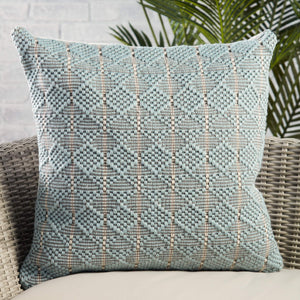 Jaipur Living Vibe by Jaipur Living Lindy Woven Geometric Polyester Indoor Outdoor Square Accent Pillow Light Blue PLW103743