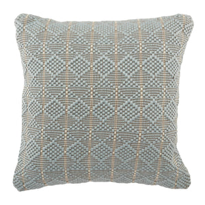 Jaipur Living Vibe by Jaipur Living Torren Woven Geometric Pillow Cover Indoor Outdoor Boho Accent Light Blue PLC102465