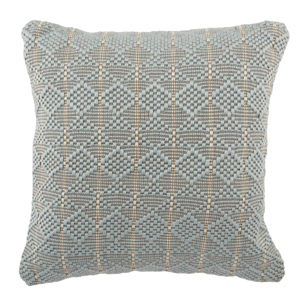 Jaipur Living Vibe by Jaipur Living Torren Woven Geometric Pillow Cover Indoor Outdoor Boho Accent Light Blue PLC102465