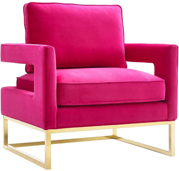 TOV Furniture Avery Velvet Accent Chair - Modern Luxury with Gold Legs, Plush Comfort for Any Stylish Space Pink TOV-A120