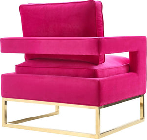 TOV Furniture Avery Velvet Accent Chair - Modern Luxury with Gold Legs, Plush Comfort for Any Stylish Space Pink TOV-A120
