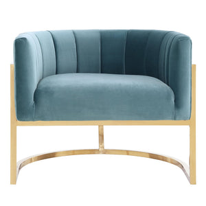TOV Furniture Magnolia Velvet Accent Chair - Contemporary Luxe Design with Gold Base for Modern Elegance Sea Blue TOV-A144