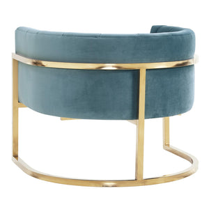 TOV Furniture Magnolia Velvet Accent Chair - Contemporary Luxe Design with Gold Base for Modern Elegance Sea Blue TOV-A144