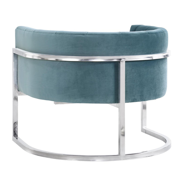 TOV Furniture Magnolia Velvet Accent Chair - Luxurious Sea Blue Upholstery with Silver Base for Modern Elegance TOV-A147
